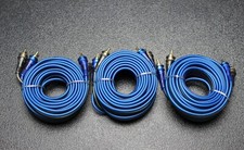 3 PC 15 FT RCA WIRE BLUE GRAY 2 CHANNEL CAR HOME AUDIO INTERCONNECT STEREO BLS15