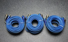 3 PC 15 FT RCA WIRE BLUE GRAY 2 CHANNEL CAR HOME AUDIO INTERCONNECT STEREO BLS15