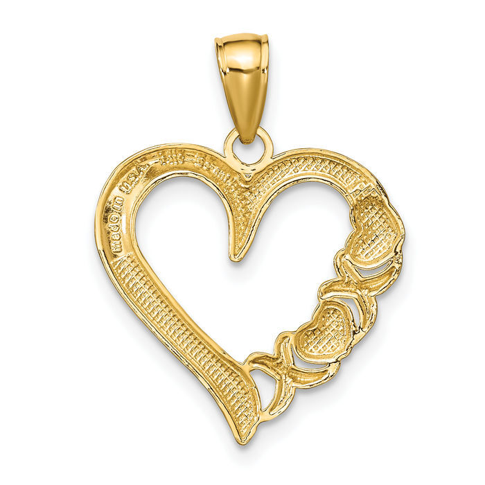 10K Yellow Gold 3Dハートチャーム ネックレス 10K Solid Yellow Gold Heart x Necklace | eBay