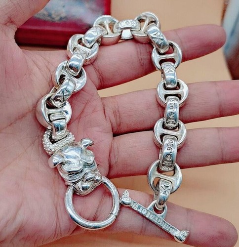 Fashion Collection Dog Men's Miao Silver Bracelet Chain Bracelet - Picture 4 of 22
