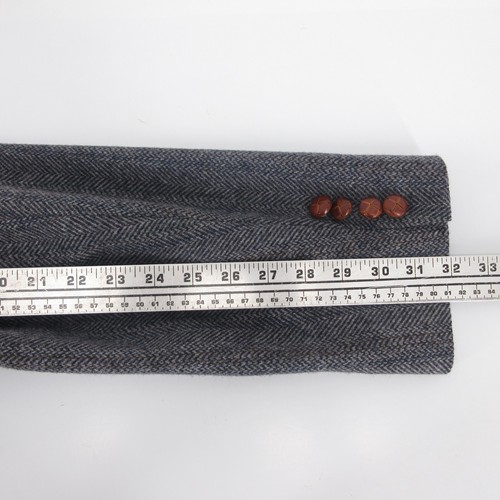 Woolrich Tweed Blazer Mens Jacket Size 44 R Gray Leather Buttons Wool Suit Coat - Picture 7 of 8