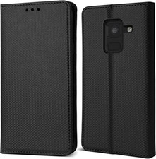 LIBRO PER SAMSUNG GALAXY A5 2018 - A8 2018 LIBRETTO COVER SMART MAGNET CASE NERO