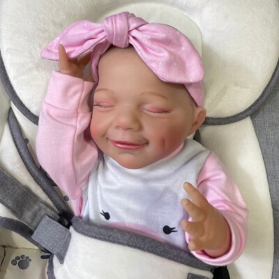 50CM Painted Reborn Doll April Full Vinyl Washable Body Smile Girl Newborn Puppe