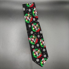 Vintage Looney Tunes Mania Mens Neck Tie Christmas Black Bugs Bunny Daffy Duck