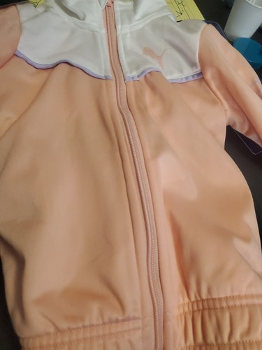 Puma Track Jacket Toddler Girls 2T Pink White Full Zip Elastic Waist Activewear - Picture 9 of 18