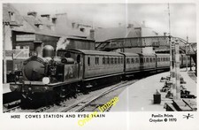 Postcard Pamlin Prints - M502 Steam Train  at Cowes Station Isle of Wight c1954