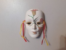 Wall Hanging Face Mask Hand Painted Ceramic Venetian Carnival Style Mask