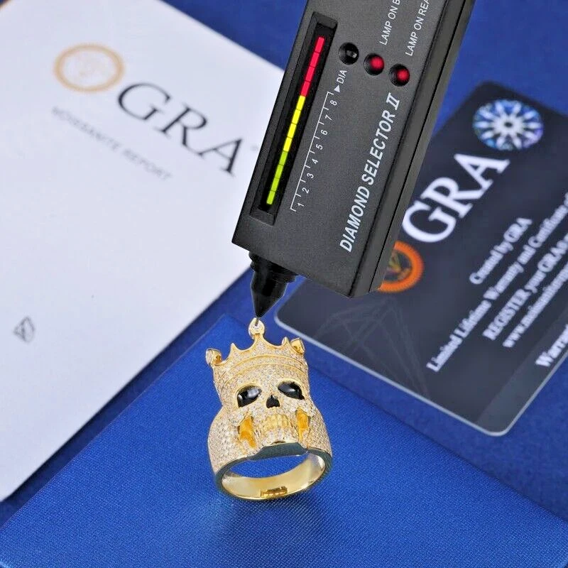 Муассанит корона череп кольцо 925 пробы мужчин Iced Out хип-хоп подарок новый - Изображение 2 из 4