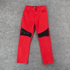Red Ape Jeans Youth Boys 14 Extra Large Red w Black Patches 24x26 