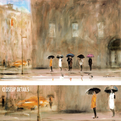 36W''x24H'' WAITING FOR A CAB ON PARK AVENUE by MAX MORAN - RAIN CHOICES of CANVAS