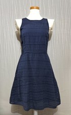 GAP Women's Dress Navy Blue Eyelet Spring/Summer Casual Workwear 100% Cotton 8
