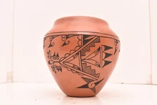 Jemez Pueblo Hand Coiled Clay Pottery Jar Olla Pot BRENDA PANANA Native American