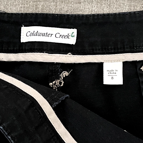 Coldwater Creek Womens Pants Size 8 Black Cropped Embroidered Zebras Casual Work - Picture 7 of 11
