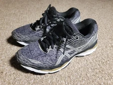 Asics women's gel nimbus 18 lite show running shoes black silver shark size 8.5