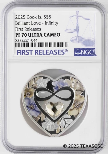 2025 Cook Islands $5 Brilliant Love-Infinity Silver 20g NGC PF70 First Release
