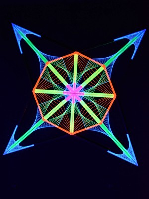 PSYWORK Schwarzlicht 3D StringArt ''Mind Transforming Compass'' 2,5m goa psy party