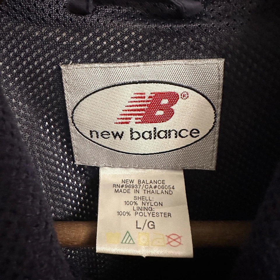 Chaqueta cortavientos New Balance vintage forrada con cremallera completa azul marino naranja grande para hombre Foto 4 de 4