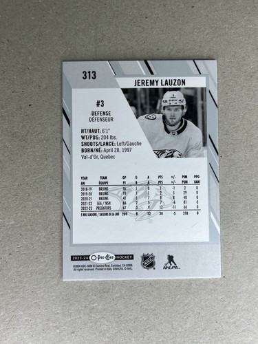 2023-24 O-Pee-Chee #313 Jeremy Lauzon Nashville Predators - Foto 2 di 2
