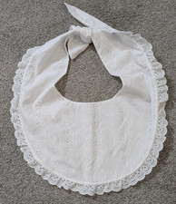 Women's Vintage 1980's-90's White Cotton Eyelet Removable Collar w Eyelet Ruffle