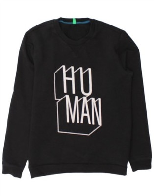 Benetton Herren Graphic Sweatshirt Pullover Medium Schwarz Baumwolle CP06