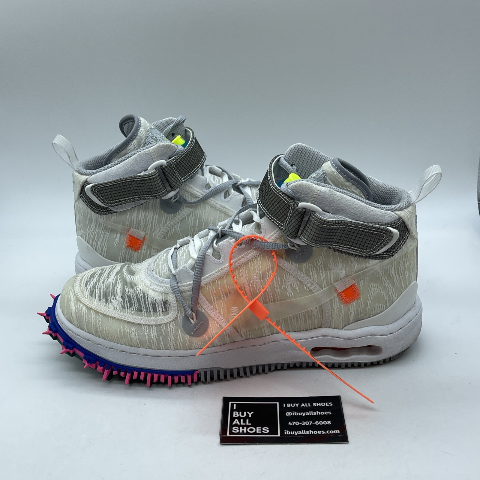 OFF WHITE X NIKE Taglia 10 5 Nike Air Force 1 x Off White bianco grigio scamosciato 2022 (DO6290 100)