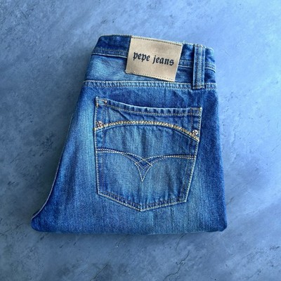 Pepe Jeans London Men s 36x33 Blue Straight Leg Y2K Denim Jeans Vintage