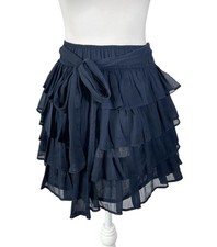 Vintage Abercrombie Finch Navy Tiered Ruffled Mini Skirt Y2K Boho Size M