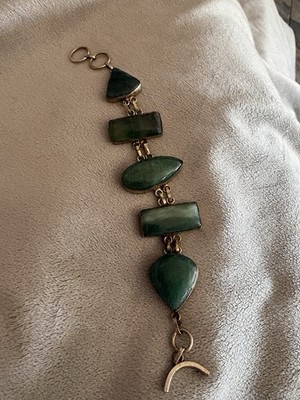 Handmade Silver And Agate Vintage Green Braclet
