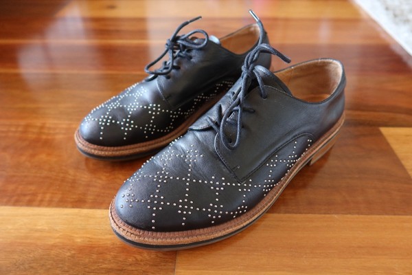 Jo Mercer Women’s Black Leather Lace Brogues Loafers Size 40 AU 9