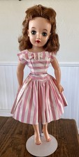 VINTAGE 1950'S IDEAL MISS REVLON 18" DOLL MOVEABLE Pink Striped Dress