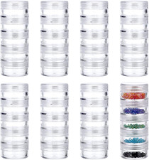 8 Sets 5 Layers Clear Plastic Round Storage Jars Jewelry Bead Storage Containers