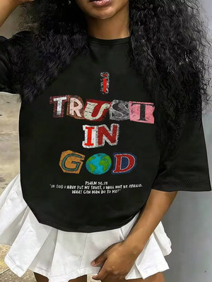 Tween Girl Cotten Clothes,Y2K-Inspired Letter Print T-Shirt-size S to 5XL