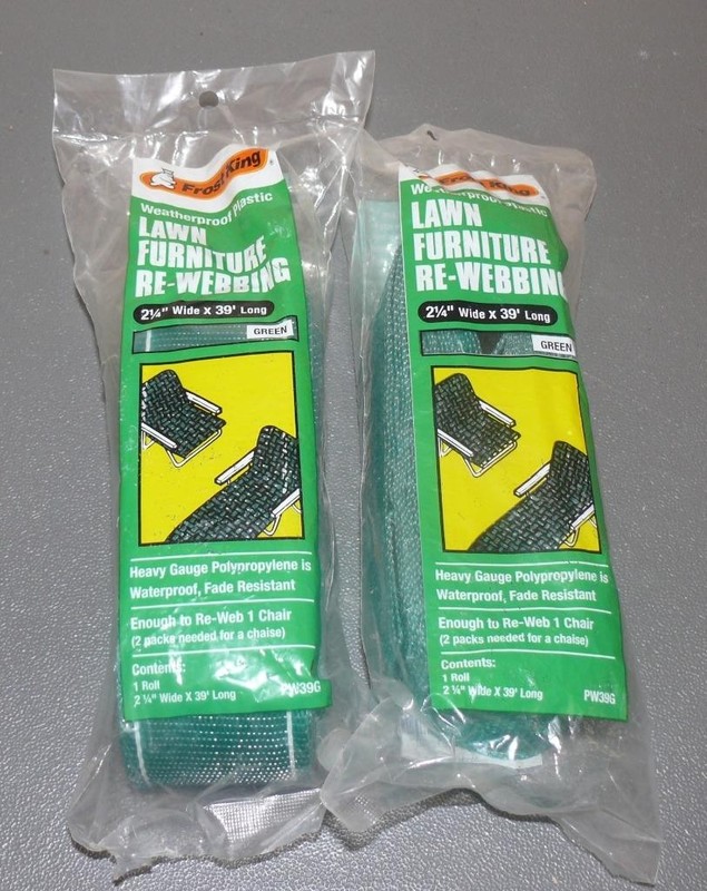2 NOS Frost King lawn furniture re-webbing webbing 2 1/4 in x 39 ft each green