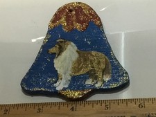 Handmade Wooden Handpainted  Sparkly  SABLE COLLIE Christmas Ornament/Plaque/Pin