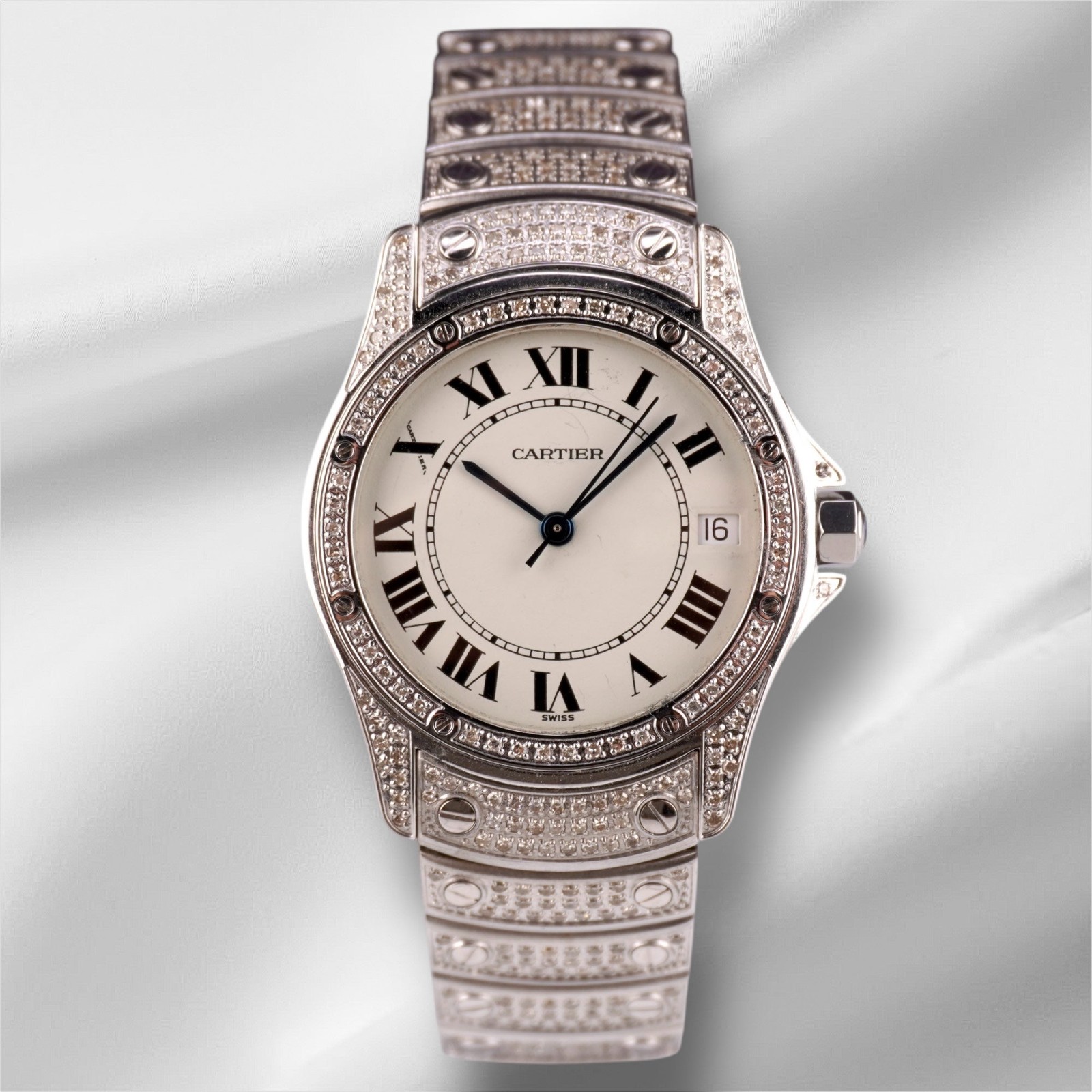 Cartier Santos Ronde 4ct Iced Out