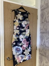 Monsoon Navy Floral Cotton Dress Size 12