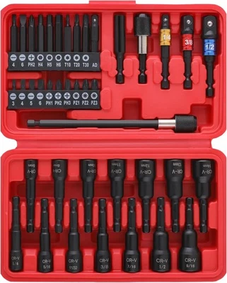 HI SPEC Hi-Spec 40pc SAE/Metric Magnetic Nut Drivers and Screwdriving Driver Bit Set wit