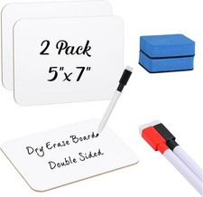 2 Sets Small Whiteboard Dry Erase Boards 5" x7'' Mini Double Sided Dry Erase Lap