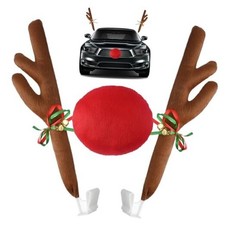 Christmas Car Reindeer Antler Decorations, Vehicle Xmas Auto Kit With Jingle