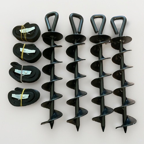 💪Neu 4er Pack 12" Schraube Bodenanker, Erdanker Schwerlast mit Riemen (schwarz) - Bild 1 von 4