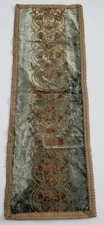 Antique French Velvet Metallic Floral Motifs Table Runner 131x45cm