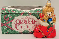Vintage Merck OWC Blown Glass Christmas Ornament Teddy Bear Stocking Germany