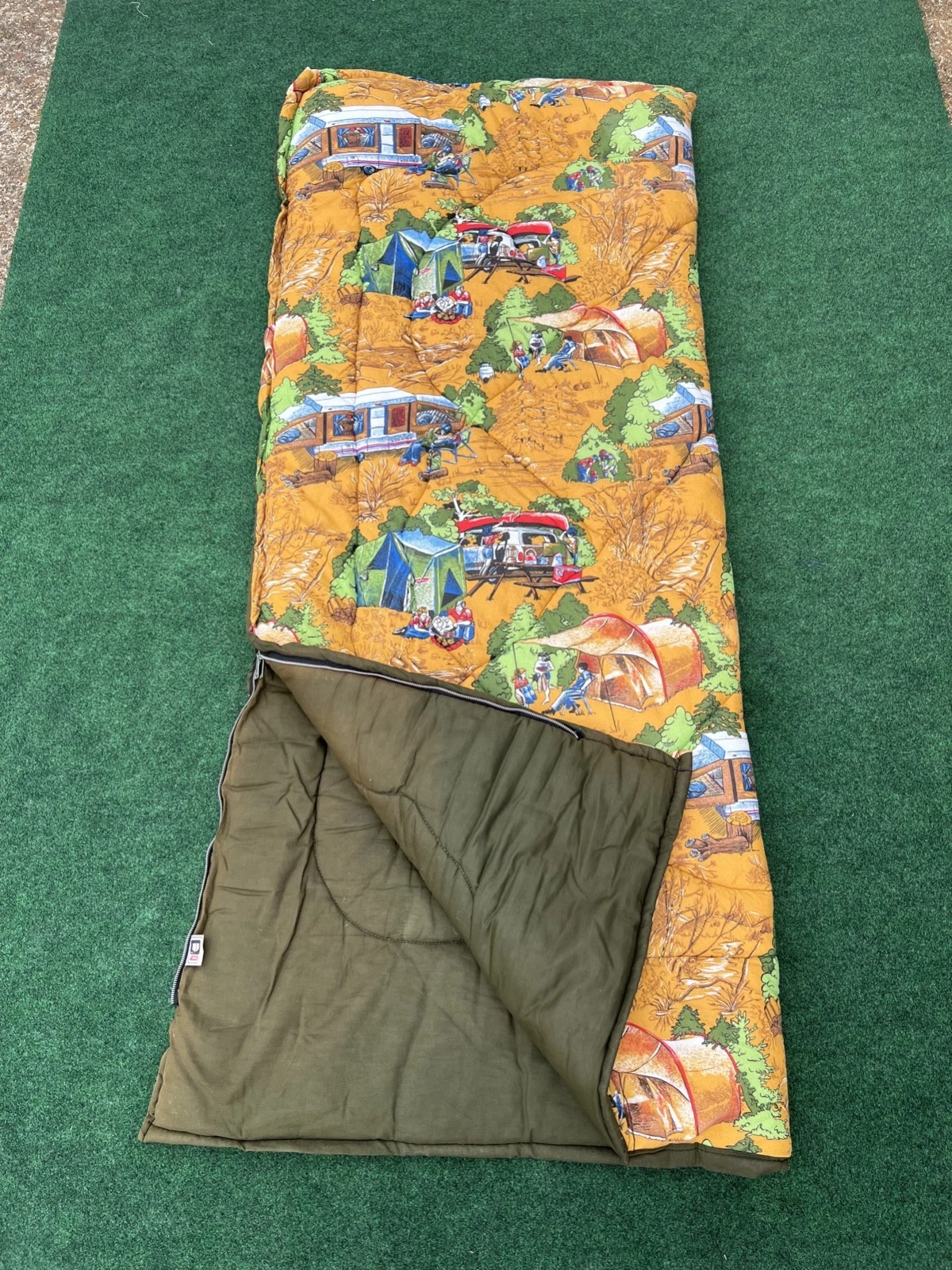 VTG Coleman Ducks Hunting Green Canvas Lined Sleeping Bag