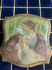 Vintage Box With Woman In White Handpainted By Antonin Vialle Art Nouveau Style