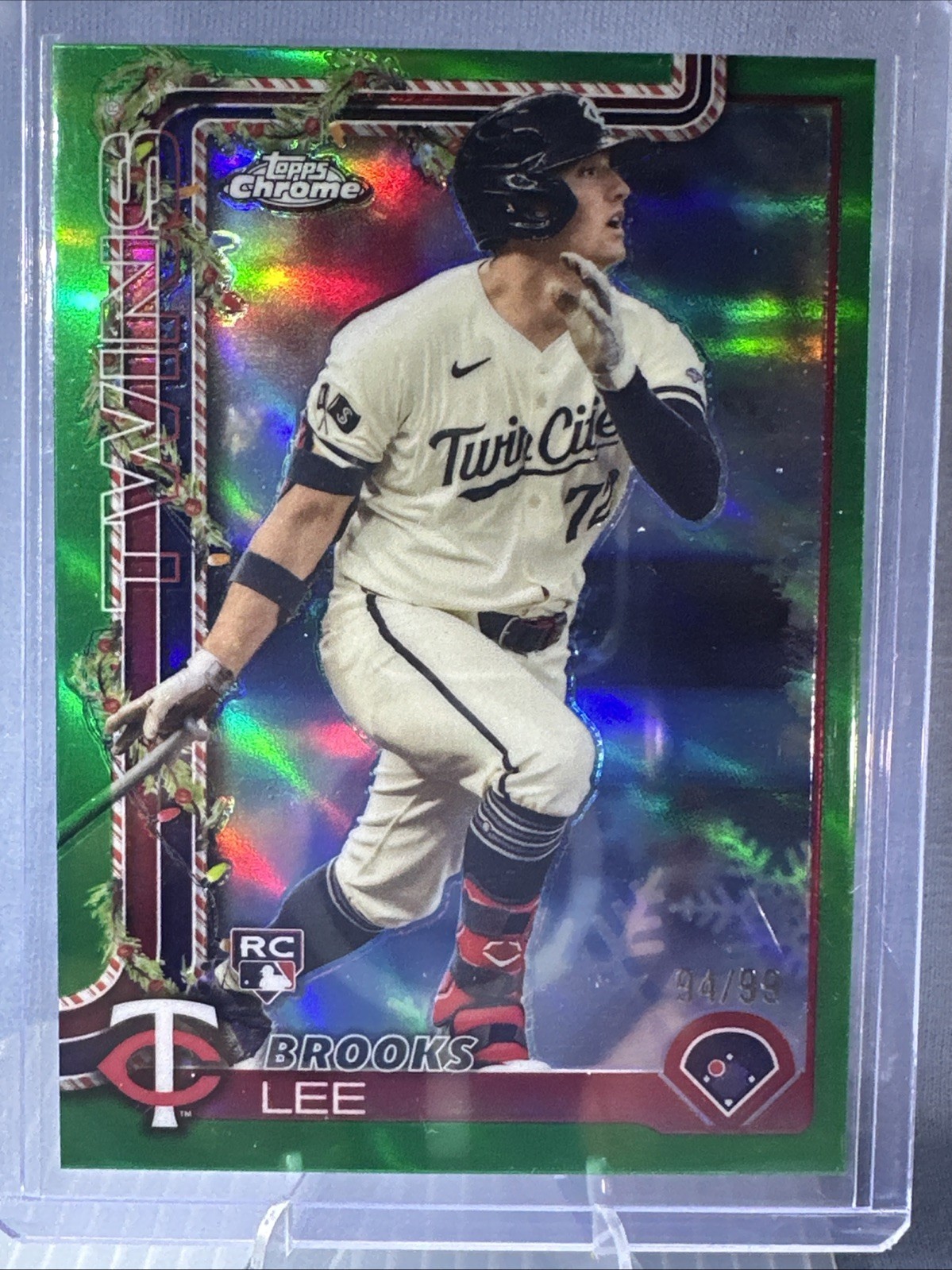 #234 Brooks Lee 2025 Topps Chrome Logofractor Edition - Green Refractors #/99