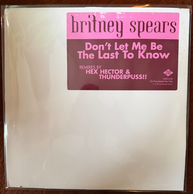 Britney Spears Don't Let Me Be The Last To Know 12'' 2001 Promo Rare