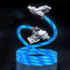 4IN1 Multi Ports USB Charger Cable A Type C PD Fast Charging Cord LED Blue