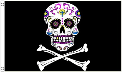 Tag der Toten Zucker Polyester 5'x3' Flagge - LETZTE PAAR