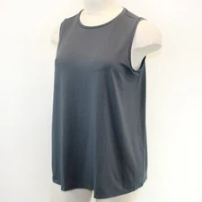 Eileen Fisher Plus BLACK Jersey Crew Neck Sleeveless Long Tee Top 1X