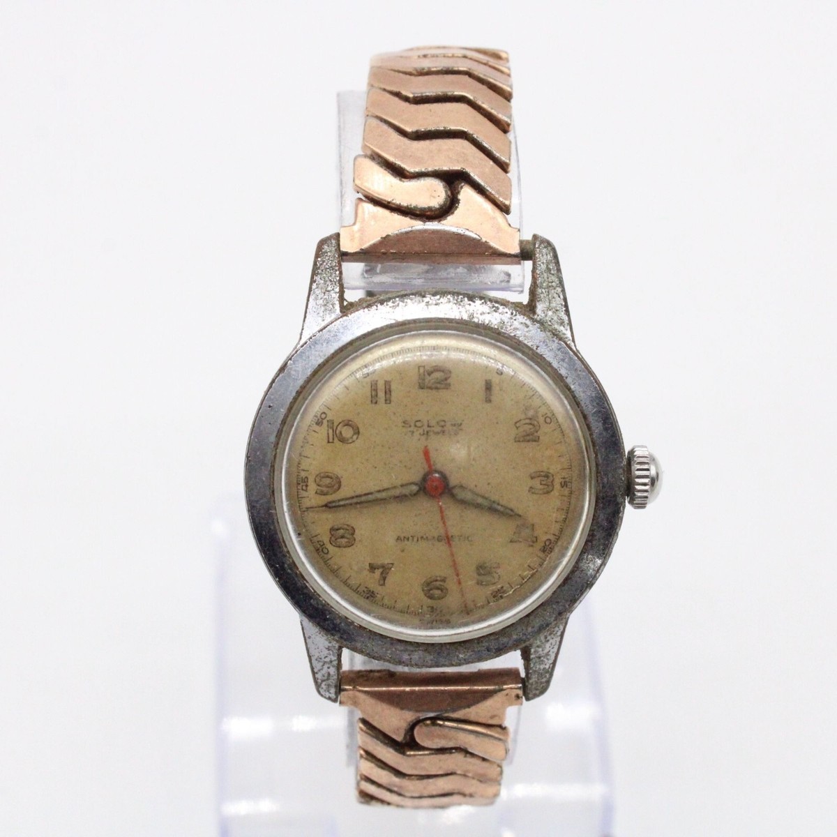 Vintage SOLOW Swiss Watch 17 Jewels Men's Retro Stainless Steel Military  Style